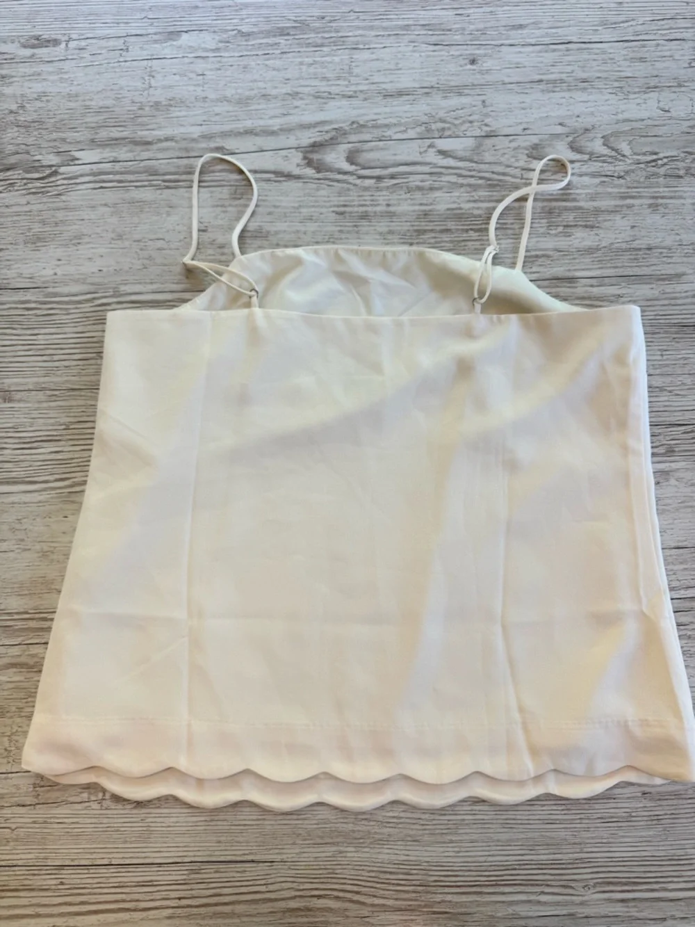 NWT J. Crew Ivory Cream Scalloped-Hem Spaghetti Strap Camisole 6